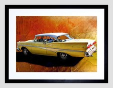 86555 Poster Stampa Parete Decorazione CADILLAC GIALLO AUTO D'EPOCA MONTATURA CORNICE NERA