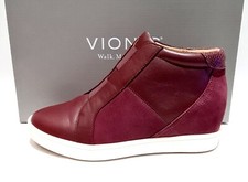 VIONIC EMERY ORTHOTIC HI TOP HIDDEN WEDGE HEEL BOOTS RRP £120 BURGUNDY LEATHER