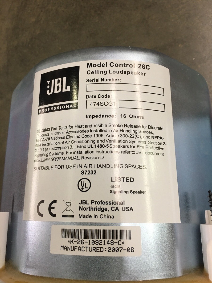 2 JBL Professional Model Control 26C Ceiling Loud Speakers