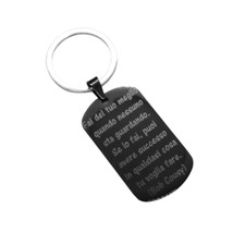 Keychain Men Women Stainless Steel Black Custom Quote Dedication