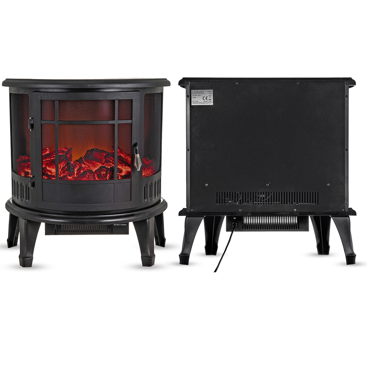 Electric Fireplace Log Burning Flame Effect Stove Fire Heater