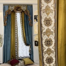 Tenda in tessuto blu camera da letto giunzione velluto europeo personalizzata tenda a manto C2150