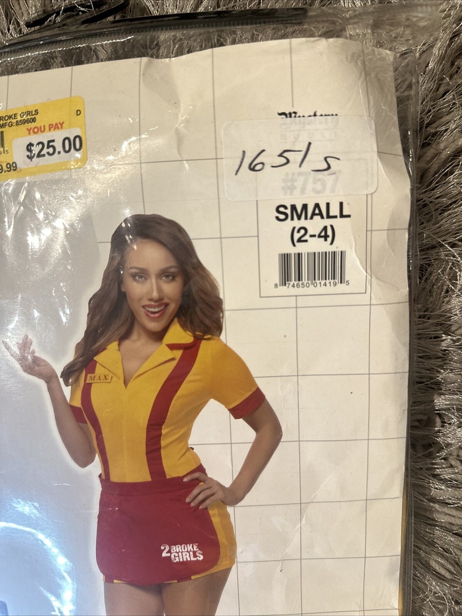 2 Broke Girls Waitress Fancy Dress Costume Name Tags Apron Dress Full Outfits - Foto 8