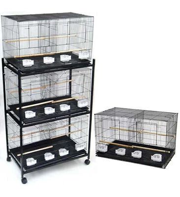 MCAGE Lot of Large 4 Bird Breeding Flight Lovebirds Finch Cages 30x18x18"H With Stand
