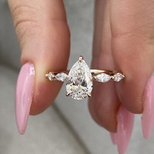 2.15ct Pear Lab-Created Diamond Engagement Ring 14k Rose Gold E/VS1 Clarity