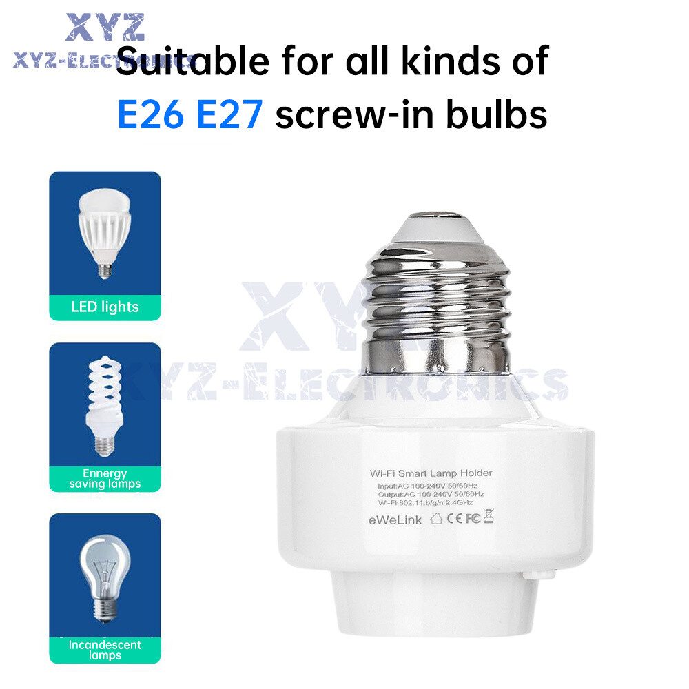 Smart WiFi Bulb Socket E26 E27 Light Bulb Adapter EWeLink Alexa