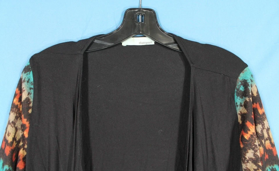 Cárdigan/Kimono CHATOYANT Negro Tejido Frente Abierto MANGAS SUÉTER SUROESTE L Foto 2 de 4