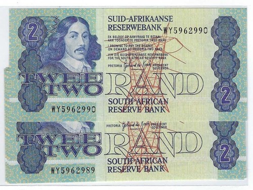 South Africa 2 Rand Replacement WY RC16 P-118 UNC x2 Consecutive + Gift SA2