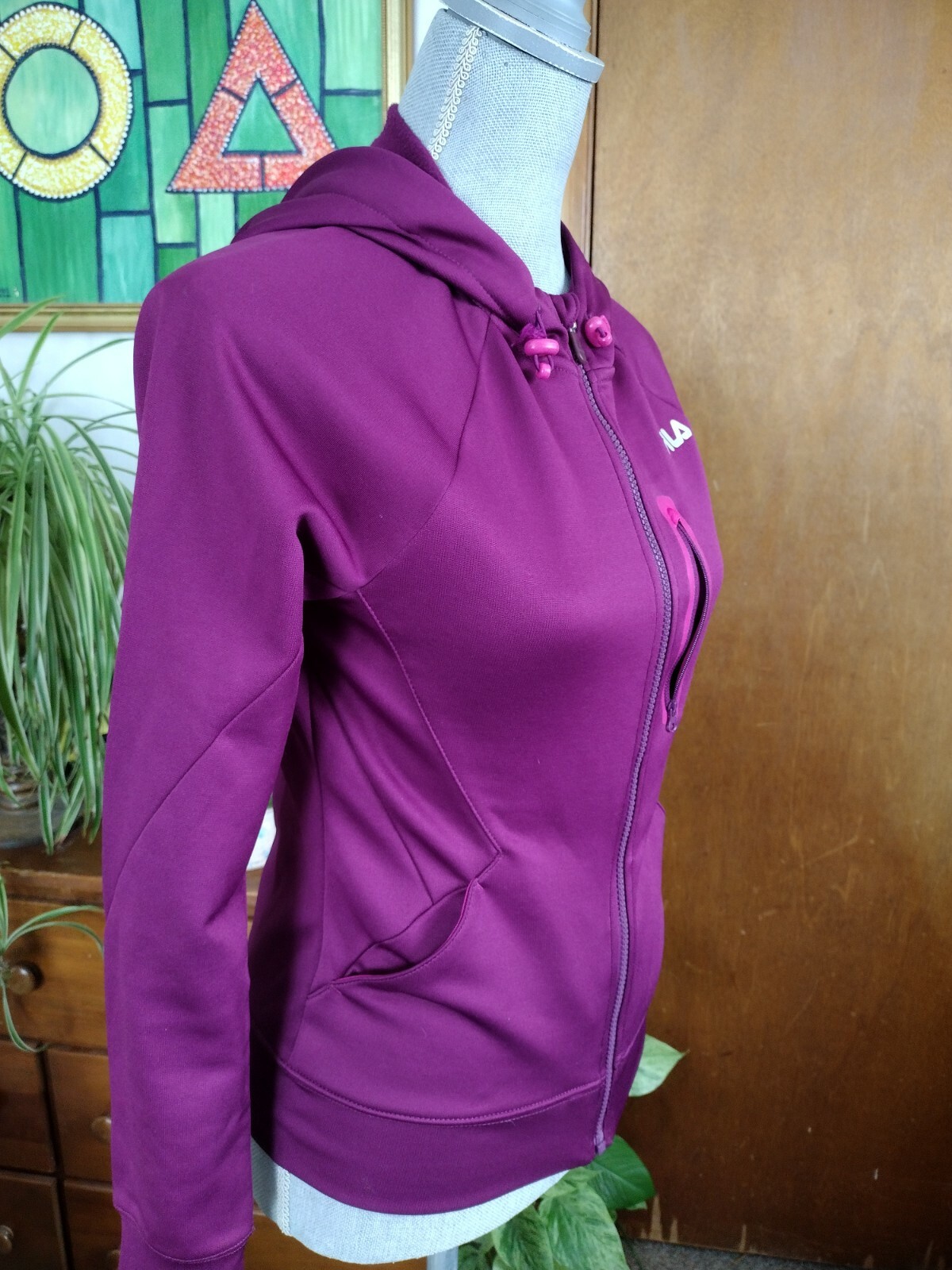 Felpa donna Fila full zip 100% poliestere foderata in pile taglia XS #270