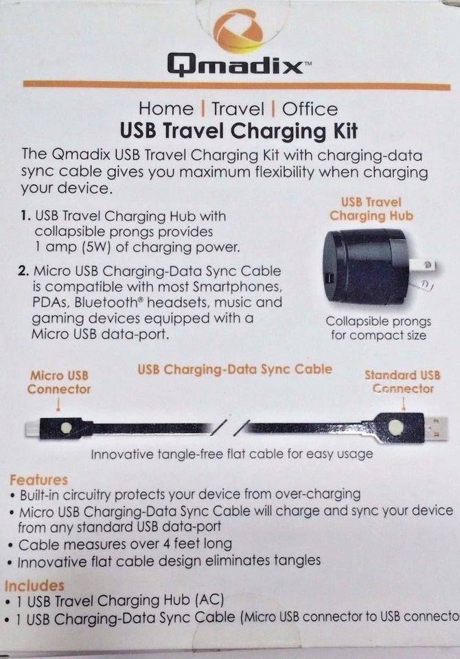  Kit de carga de viaje Qmadix Micro USB Foto 3 de 3