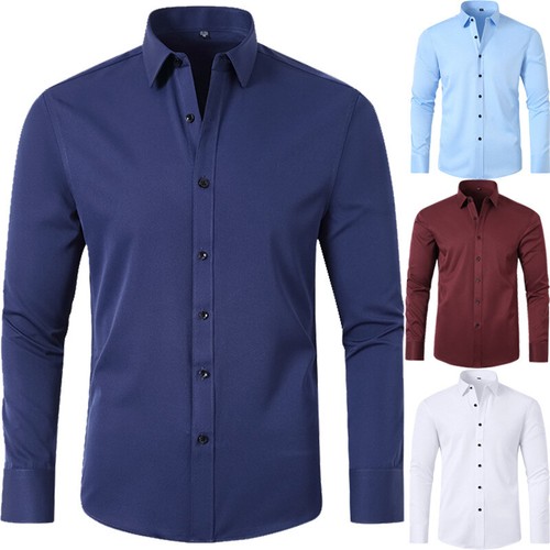 Four-sided Stretch Shirt Men's Shirt, Anti-wrinkle Business Thin Long / Short