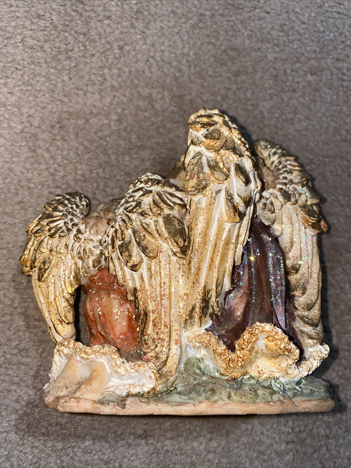 VINTAGE CHRISTMAS NATIVITY BABY JESUS MARY JOSEPH Angel Resin FIGURINE ...