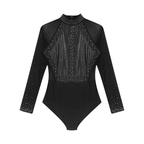 DE Eiskunstlauf-Body Damen Gymnastik Leotard Tanz-Body Langarm Ballettbody - Bild 67 von 92
