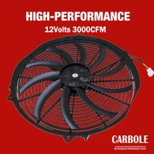 16inch Electric Radiator Cooling Slim Fan Thermostat Kit 3500CFM Reversible Push