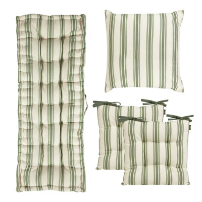Waterproof Green Stripe Garden Outdoor Fabric Furniture Bench Pad