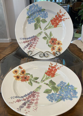 Rosanna Made In Italy Bouquet Of Flowers Large Dinner Plates Set 2 - D 11.5 