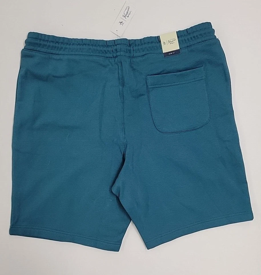 Penguin Lote de 2 Pantalones Cortos Deportivos SLIM LEG FIT 9" Ins Active - Rojo y Verde Azulado - XL Para Hombre Foto 3 de 4