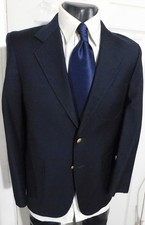 BROOKS BROTHERS BOYS SIZE 18 NAVY 2 BUTTON WOOL SPORTCOAT W/GOLD BUTTONS