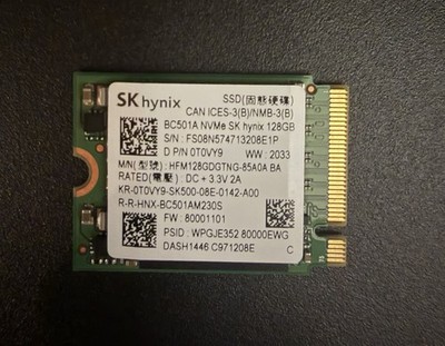 SK hynix BC501A 128GB NVMe M.2 2230 SSD HFM128GDGTNG Tested 