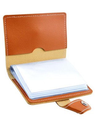 Leather Business Card Holder, 26 Card Slots, RFID Blocking Secure Professiona...
