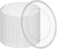24 Pack Clear Charger Plates 13 Inch Acrylic Round Dinner Chargers with Silve...