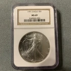 1991 American Silver Eagle NGC MS69 Brown Label