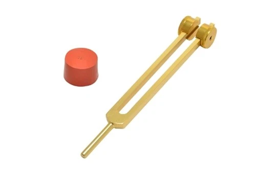 Low OM 68.05 Hz Gold Finish Weighted Tuning Fork + Activator for Sound Therapy