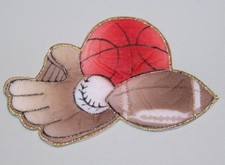 10 FOOTBALL Baseball Basketball Iron On Puffy Patch