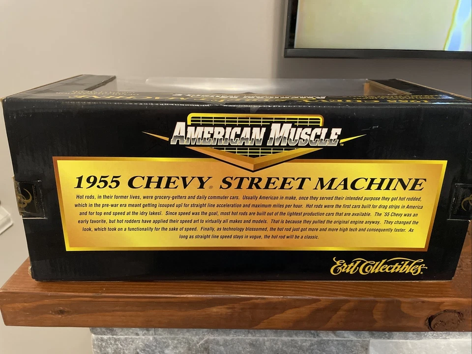 ERTL 1/18 1955 55 Chevy Street Machine Black With Flames - Image 3 of 4