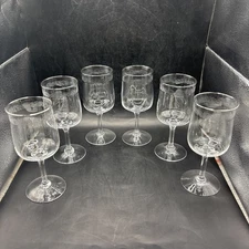 Set Of 6 Lenox Moonspun Platinum Trim 6.25” Wine Glasses Etched Excellent