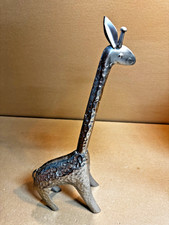 Giraffe Metal 18 inches High Hammered Metal Silver Color Jungle Africa Zoo