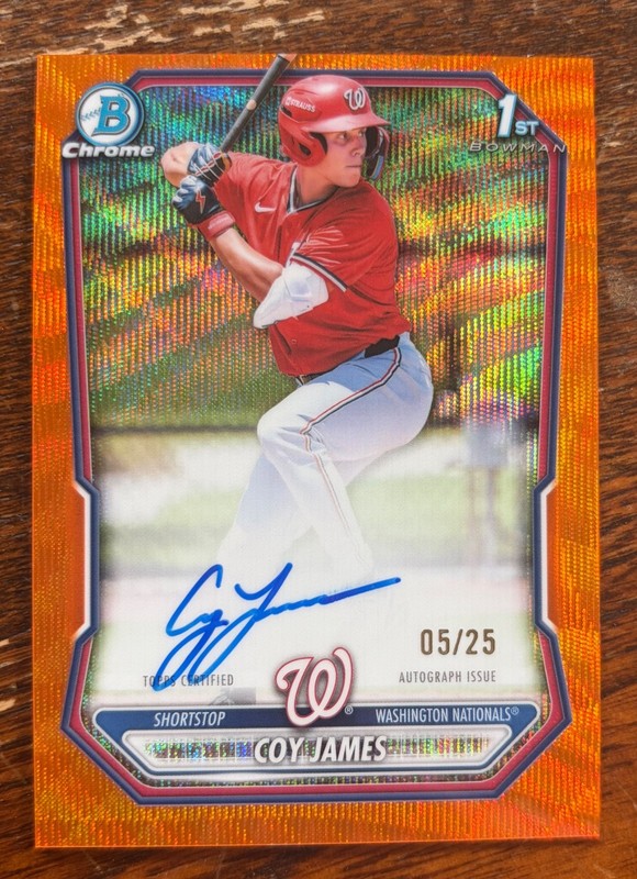 2026 Bowman Chrome COY JAMES Orange Wave Refractor Auto /25