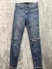 Hudson Womens Sz Blue 26 Jeans Barbara Super Skinny Distressed Stretch Ankle