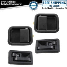 Door Handle Black Inside & Outside Kit Set of 4 for 97-04 Jeep Wrangler NEW