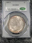 1890-O Morgan Silver Dollar CAC MS 63 Toned Color