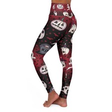 Halloween High Waisted Yoga Leggings   Spooky Ghost Print, Fitness Apparel