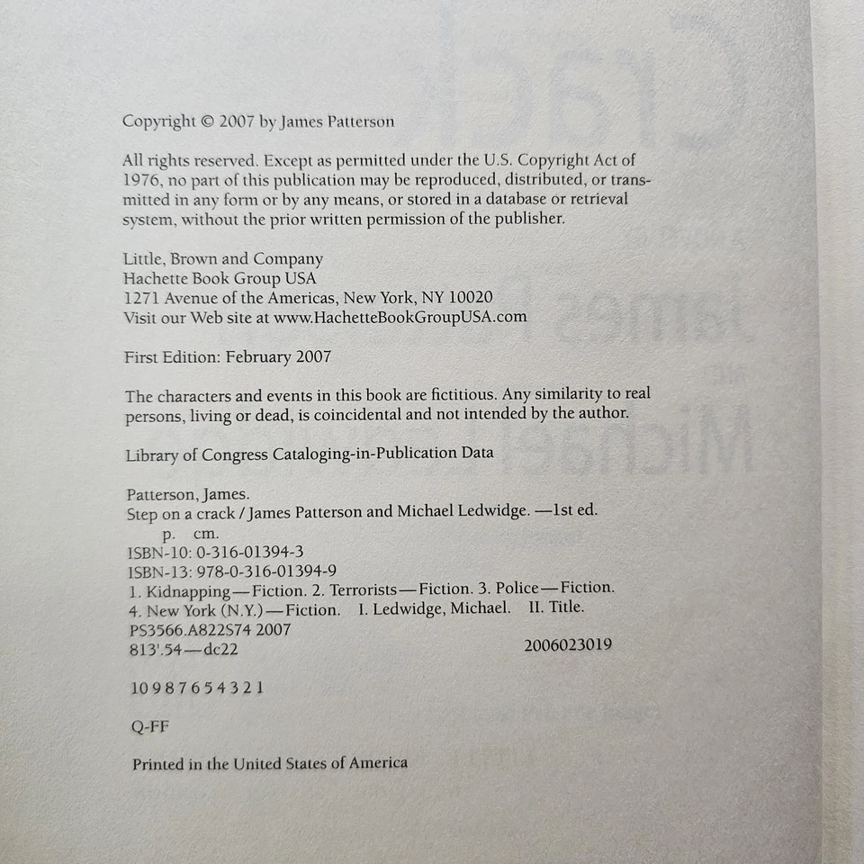 Step on a Crack by James Patterson & Michael Ledwidge (2007, HC 1st Ed) - Image 3 of 4