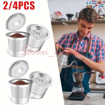 2/4 Pack K Cup Reusable Coffee Pods for Keurig: Stainless Steel Refillable K Cup