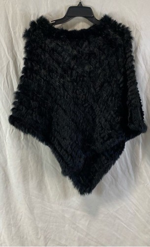NWT Heizzi Womens Black Fur Fluffy Body Warmer Winter Poncho Shawl One Size
