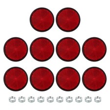 10 Pcs Round Rear Reflectors, Reflective Warning Reflector with M6 Screw Red