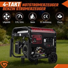 Stromgenerator Benzin E-start 4-Takt Notstromaggregat Stromerzeuger 12 PS 5000W