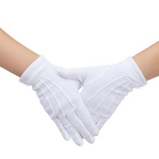Vonokee White Uniform Gloves, Parade Costume Gloves, Formal Tuxedo Costume,