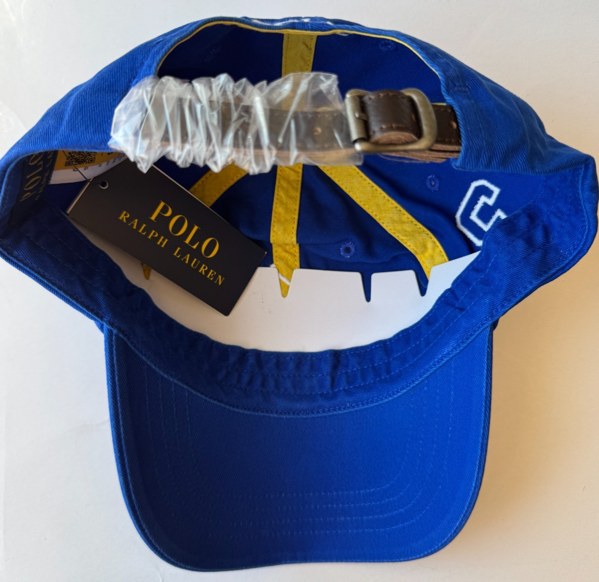 Cappello Polo Ralph Lauren Big Pony Atletico Twill Berretto Cinturino Pelle Schiena Blu