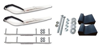 C&A Pro White Razor Snowmobile Skis w/ 4.5'' Shaper Bars Complete Kit 2021+