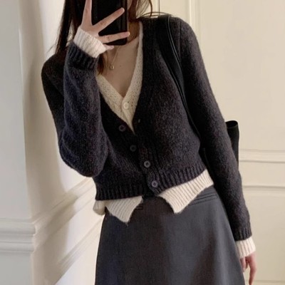 Modischer Damen Langarm Pullover mit Lagenlook für den Winter