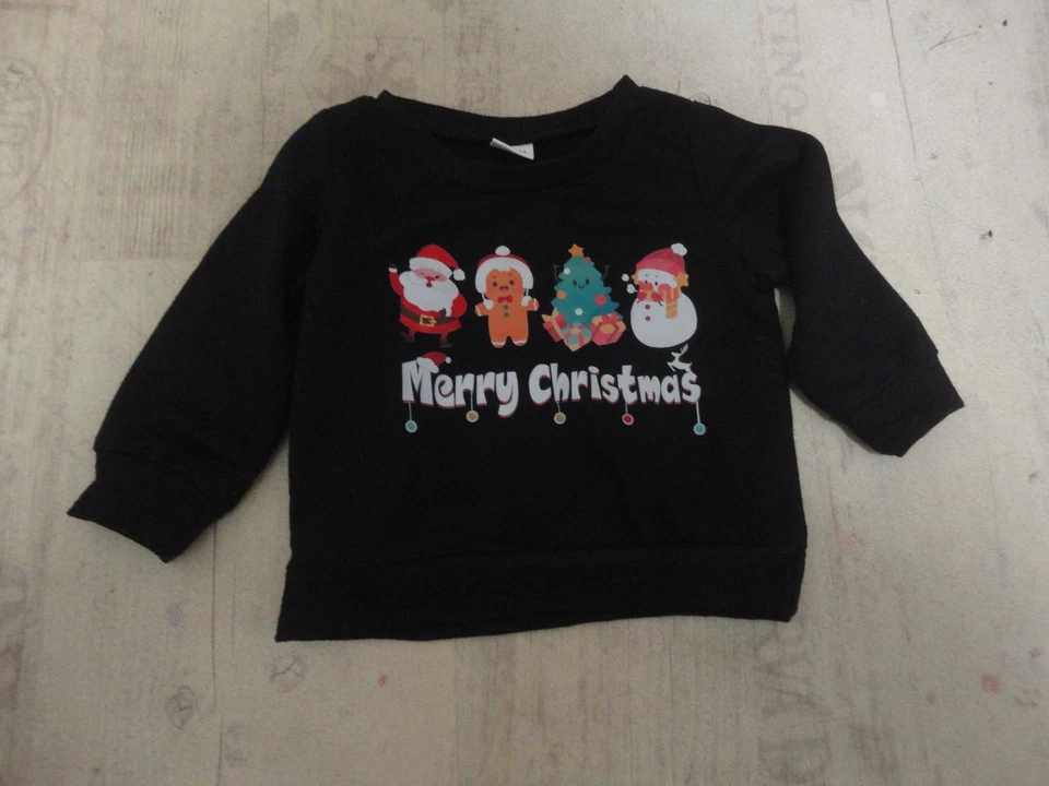 9-12 Monate schwarze Sweat mit Druck Merry Christmas