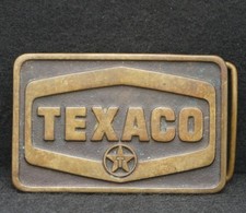 WB05134 VINTAGE 1981 ANACORTES TEXACO SOLID BRASS OILFIELD BELT BUCKLE