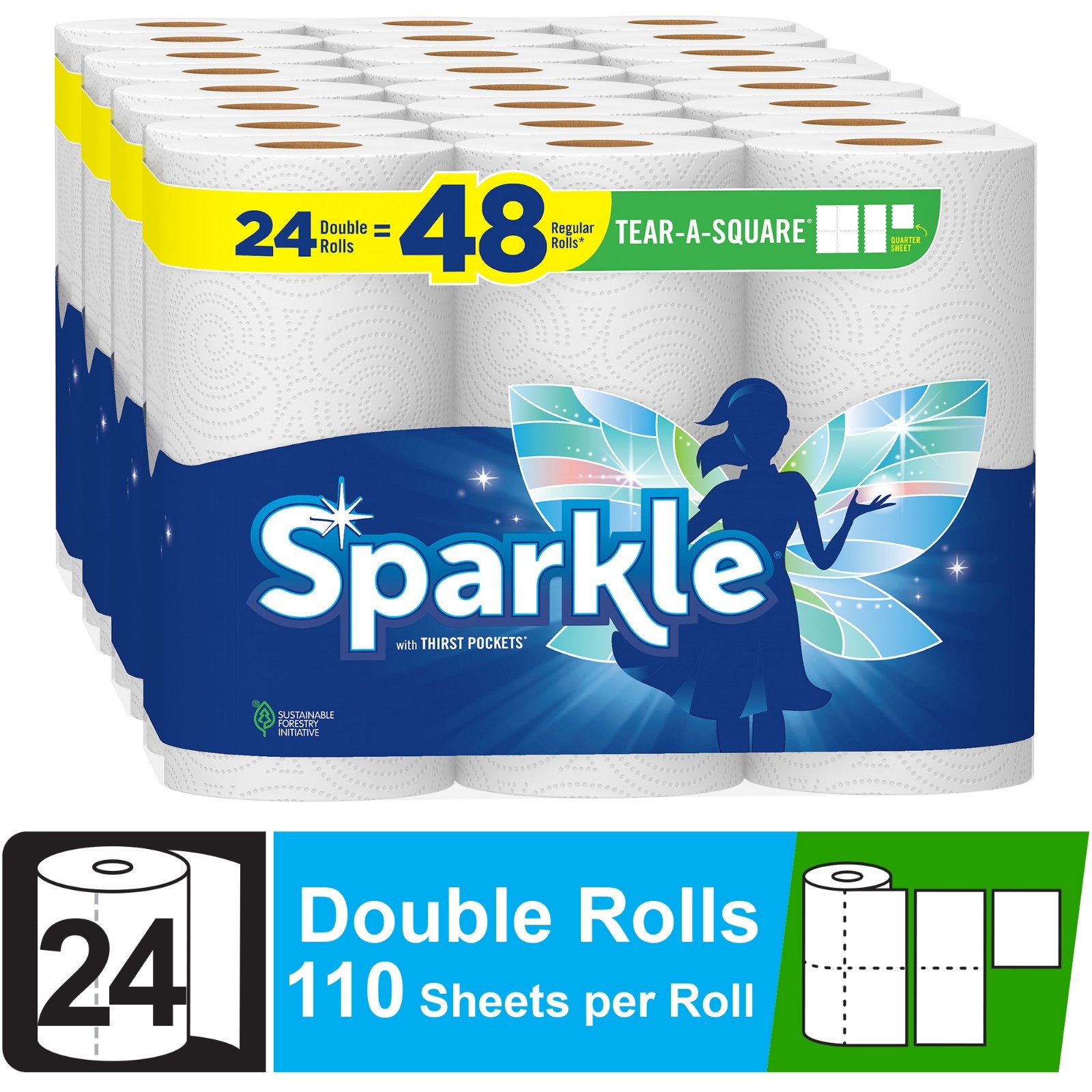 Kitchen Household Clean Up Paper Towels Bulk 24 Double Rolls = 48 Regular Rolls