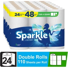 Kitchen Household Clean Up Paper Towels Bulk 24 Double Rolls = 48 Regular Rolls
