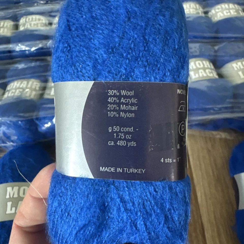 Mohair Lace II Yarn - Filati Europa, Blend, 480 Yards - Bright Blue 12-21 - Image 3 of 4